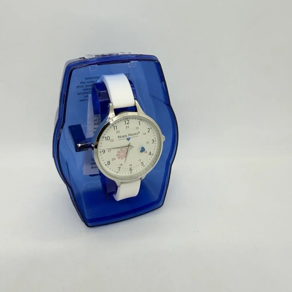 Nurse Mates Military Time nurse watch water-resistant Silicone strap - White